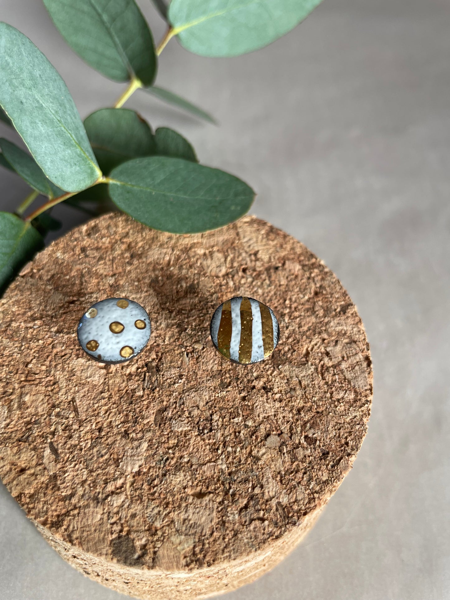 Orecchini “pois e righe” porcellana nera e oro