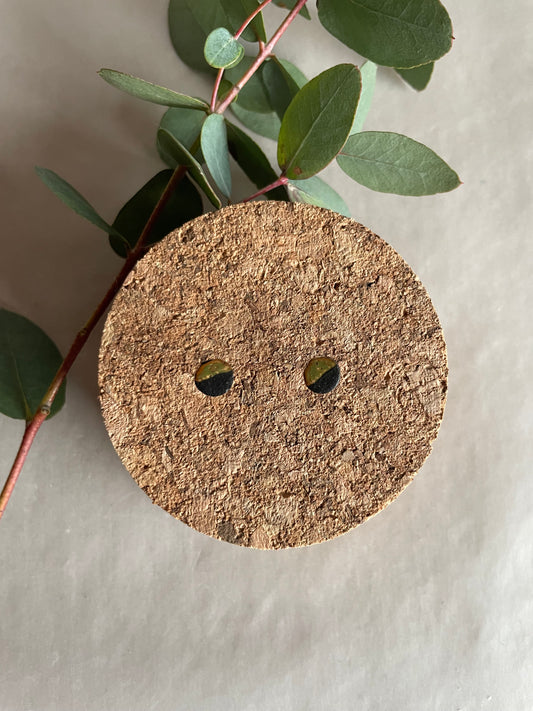 Orecchini “mezza luna” porcellana nera e oro(mini)