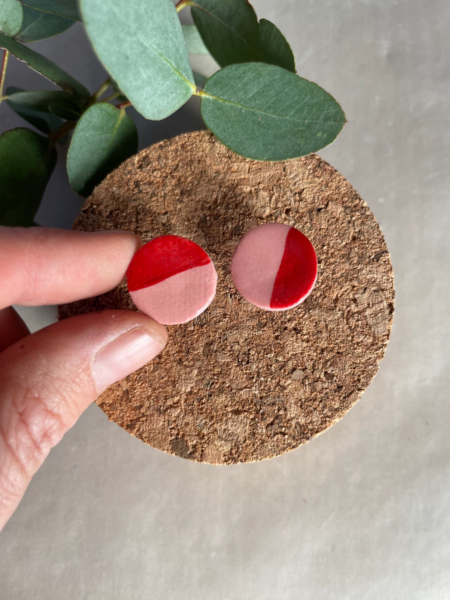 Orecchini basic porcellana rosa e rosso