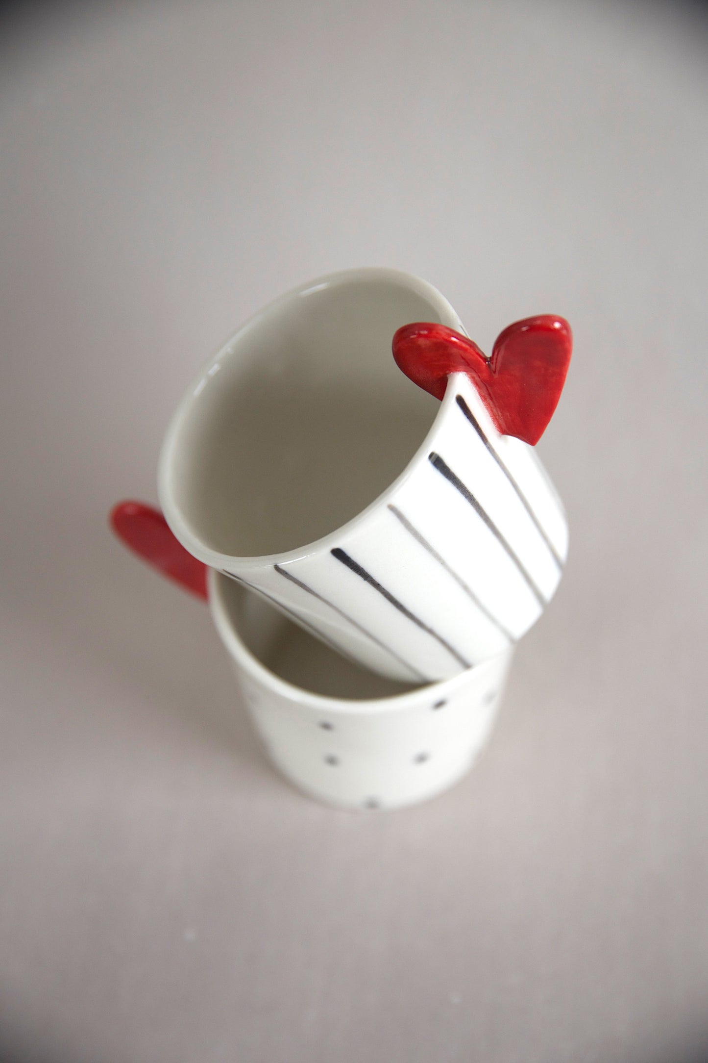 Coppia Tazzine Sweet Detail pois e righe in Porcellana di Limoges