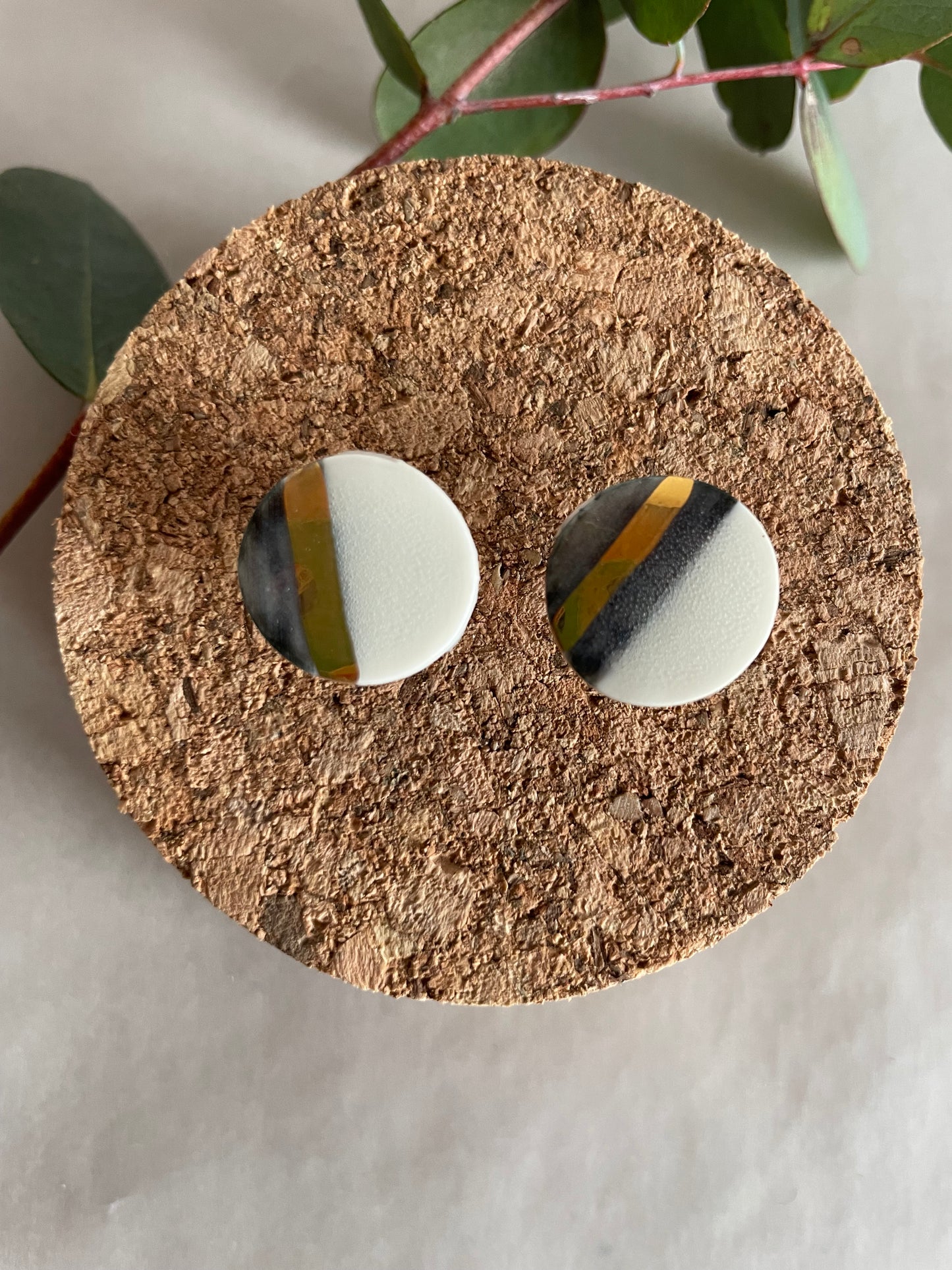 Orecchini basic porcellana “Classic” grigio e oro (grandi)