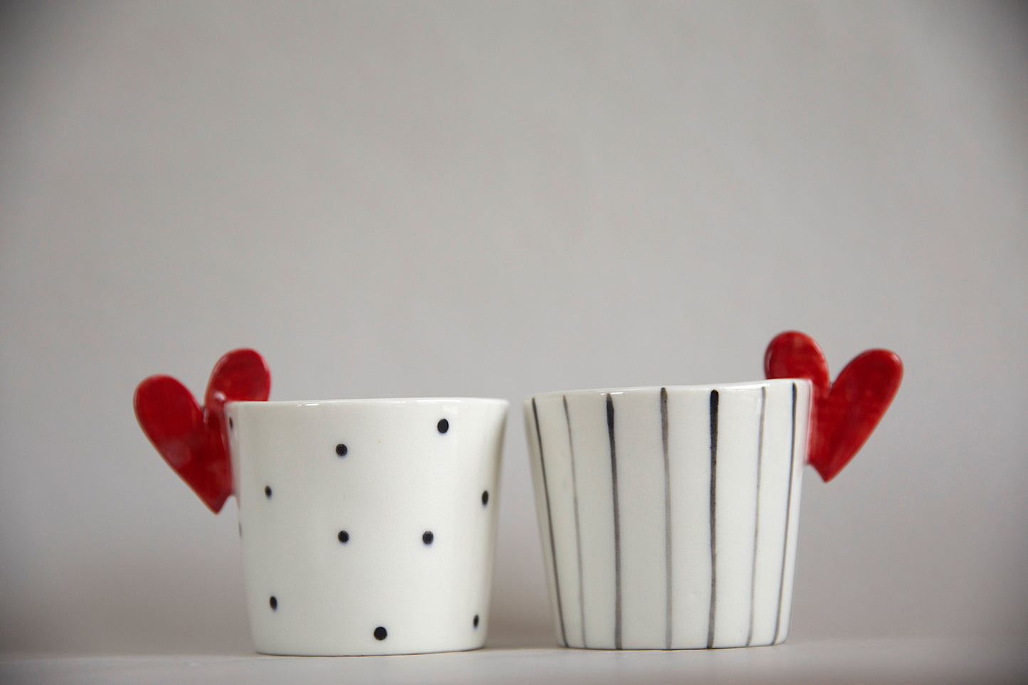 Coppia Tazzine Sweet Detail pois e righe in Porcellana di Limoges