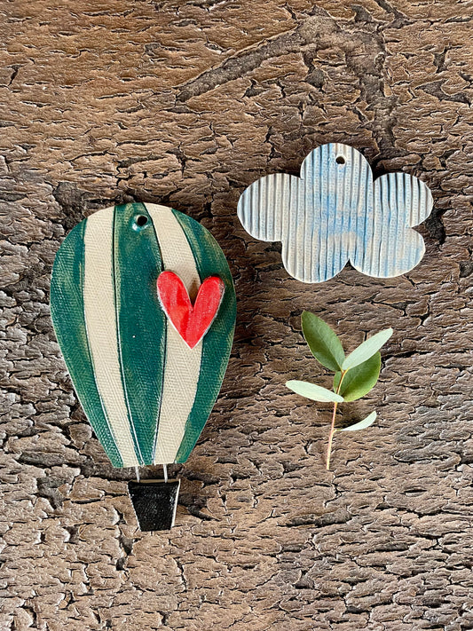 set Mongolfiere "verde e nuvola”