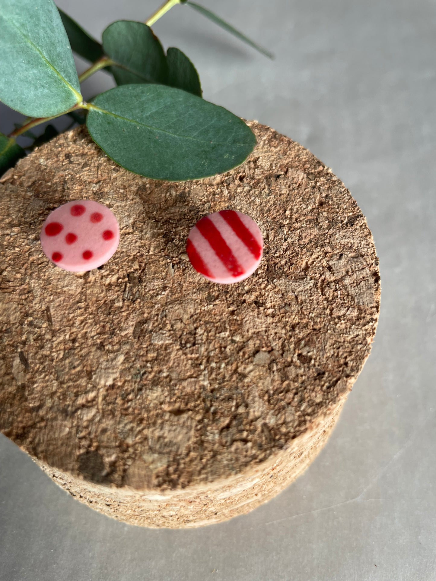 Orecchini basic porcellana rosa pois e righe