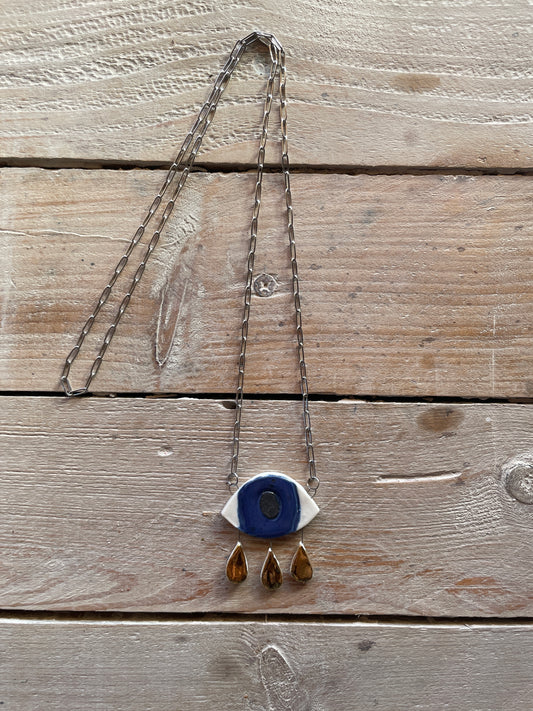 Collana occhio porcellana e lustro oro