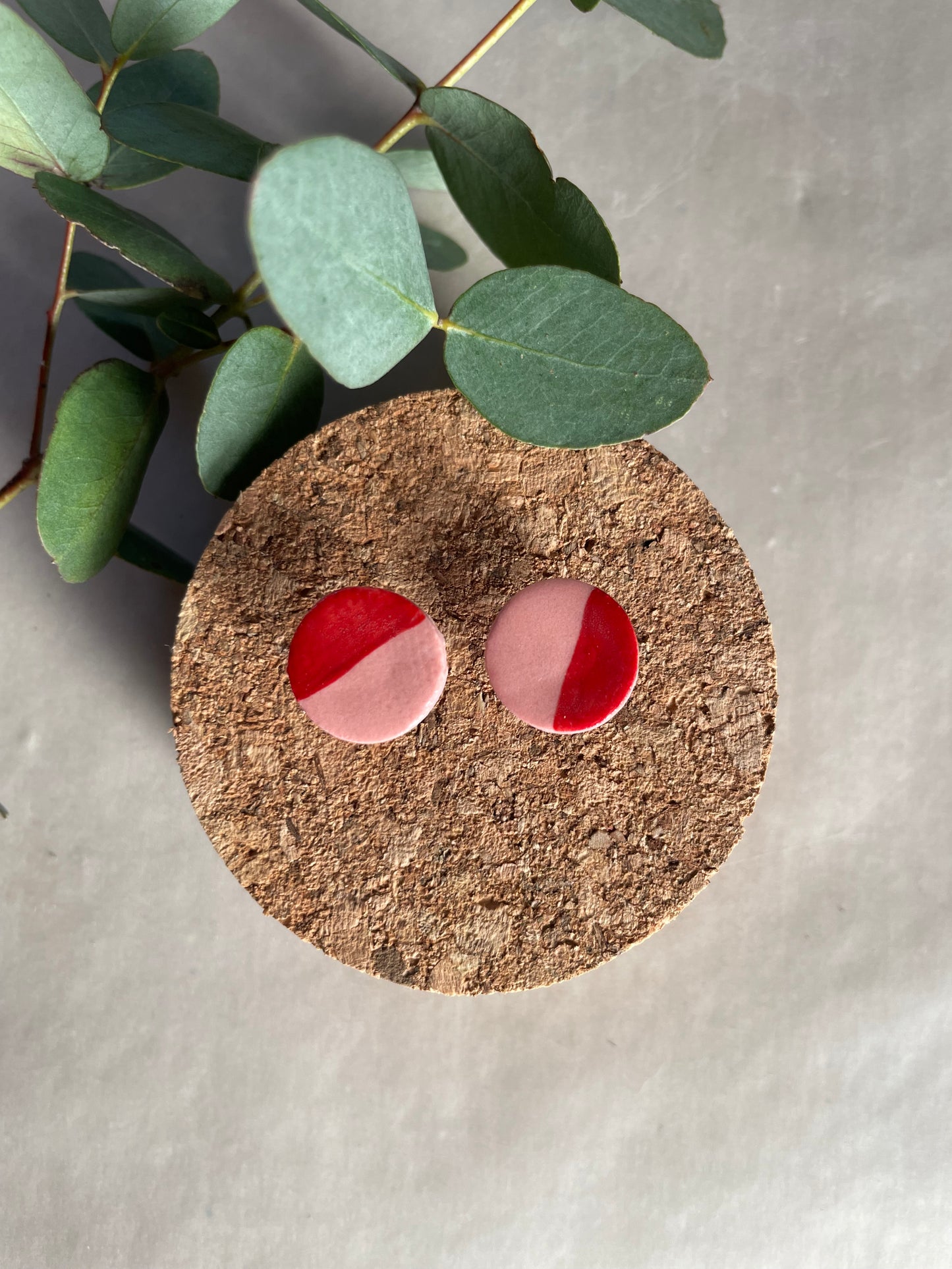 Orecchini basic porcellana rosa e rosso