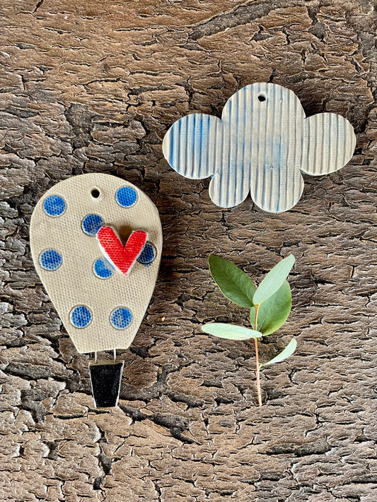 set Mongolfiere "pois azzurri e nuvola”