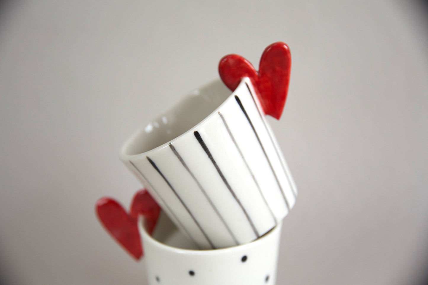 Coppia Tazzine Sweet Detail pois e righe in Porcellana di Limoges