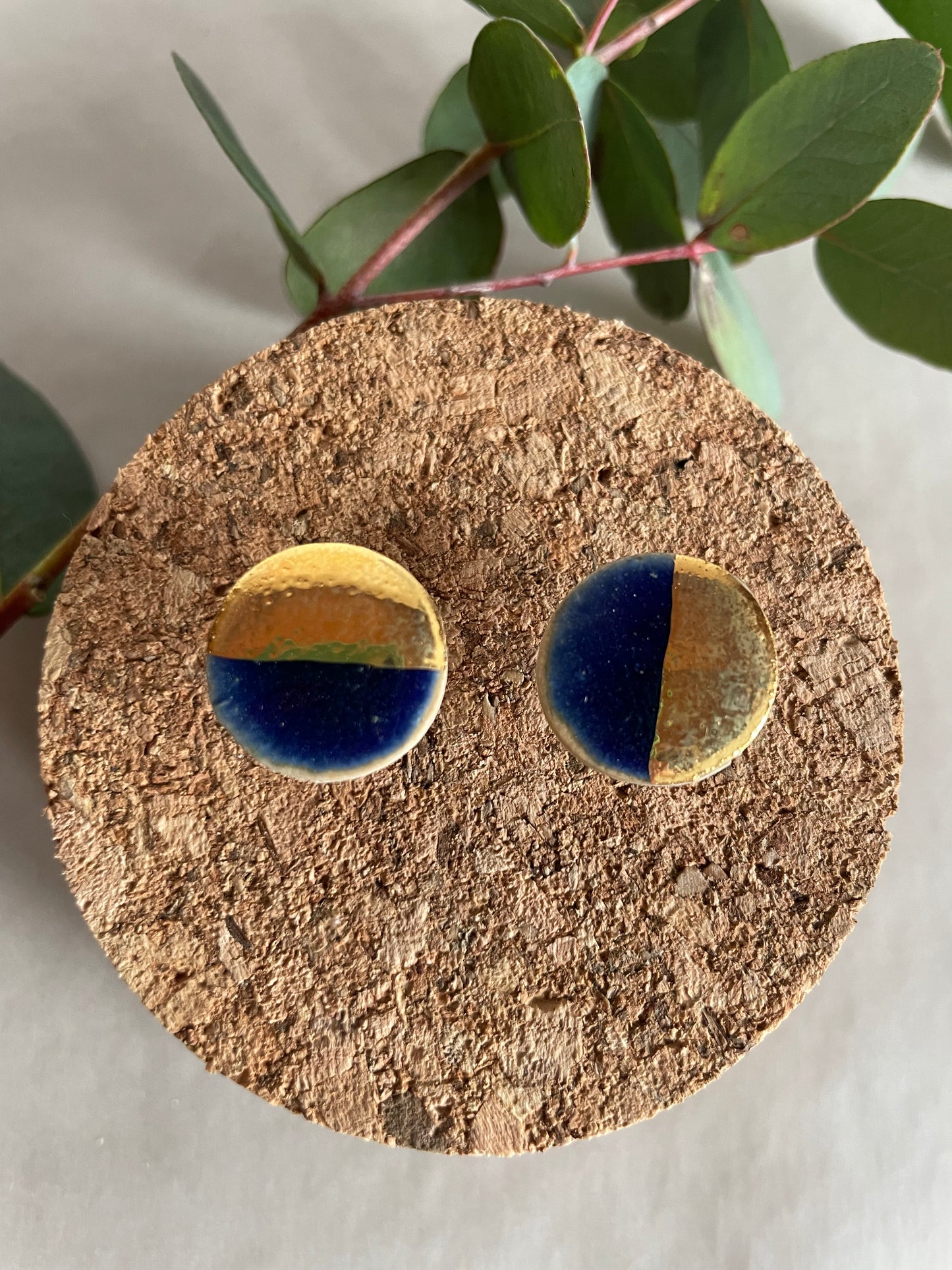 Orecchini Basic blu mezzaluna oro(grandi)