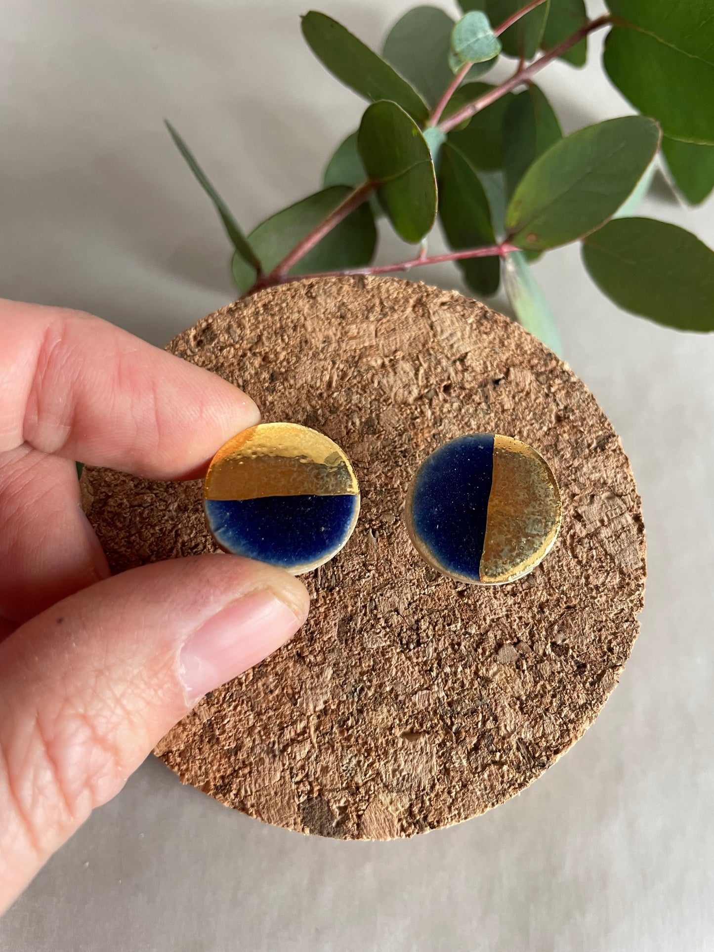 Orecchini Basic blu mezzaluna oro(grandi)