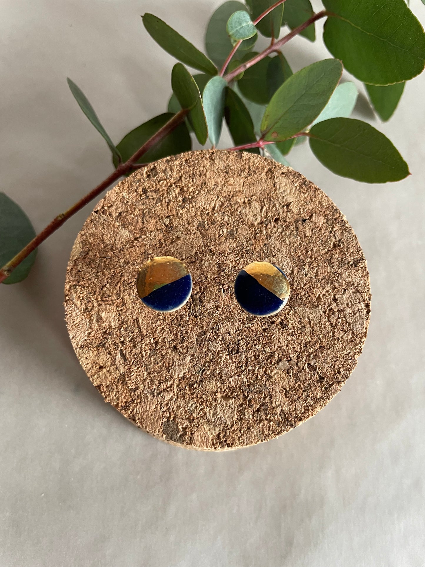 Orecchini Basic blu mezzaluna oro