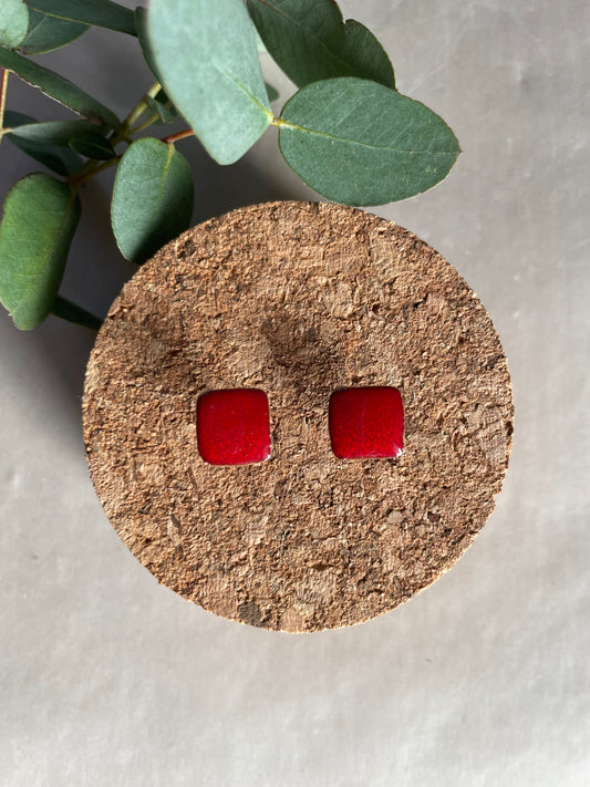 Orecchini Lobo Basic rossi quadrati