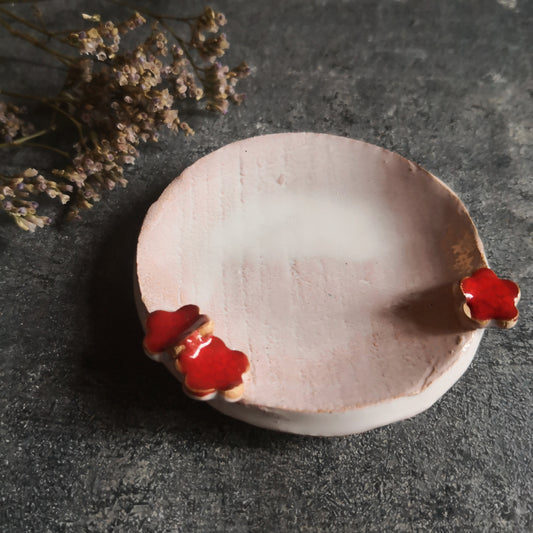 Ring dish "fleur rouge" misura media